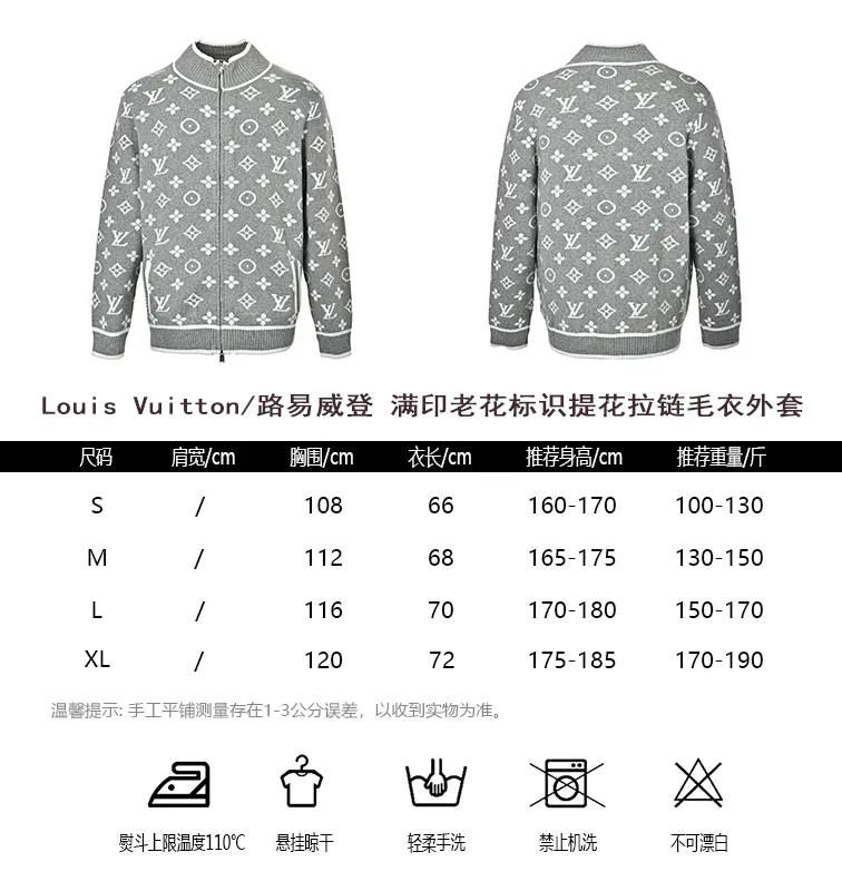 Louis Vuitton/Louis Vuitton all-over printed old flower logo jacquard zipper sweater jacket